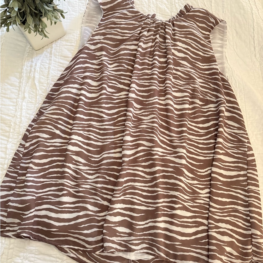 LOFT Plum and White Zebra Print Blouse